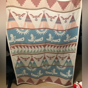 Vintage L.L. Bean Pink Pastel Western Blanket